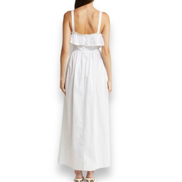 BATSHEVA A-Line Maxi Dress White Size 2 Eyelet Lace Ruffle‎ Corset Shape Bodice - Picture 4 of 15